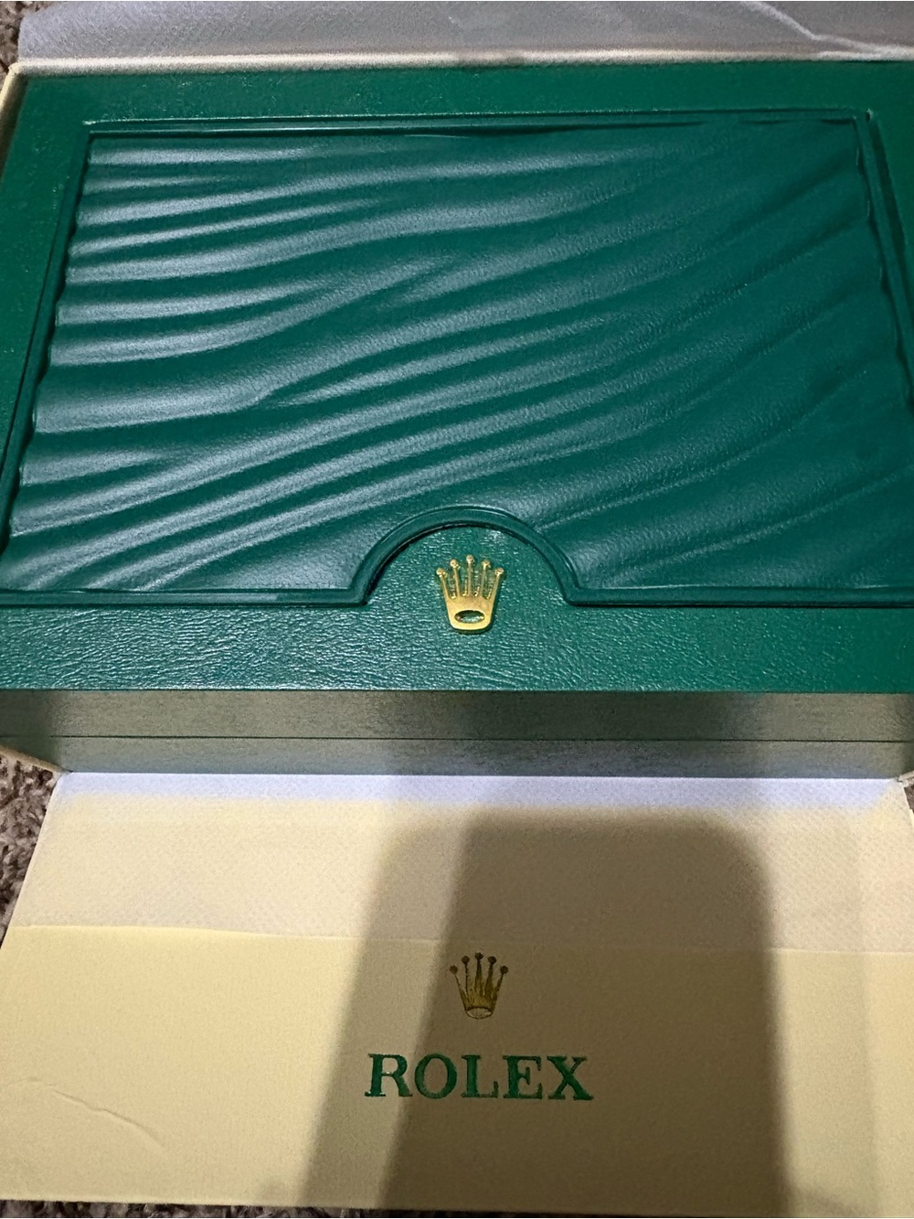 Rolex Large Wooden Presentation Watch Box Set Green & Cream - Picture 7 of 8